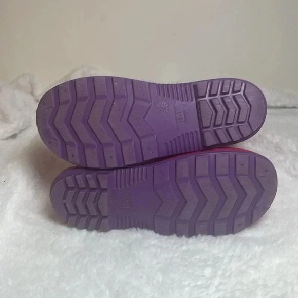 Girls Pink & Purple Rain Boots Rubber -Size 13-1 - Picture 7 of 8
